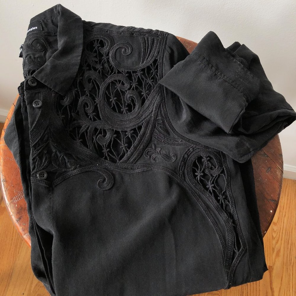 The Kooples Button Down Silk Lace Blouse